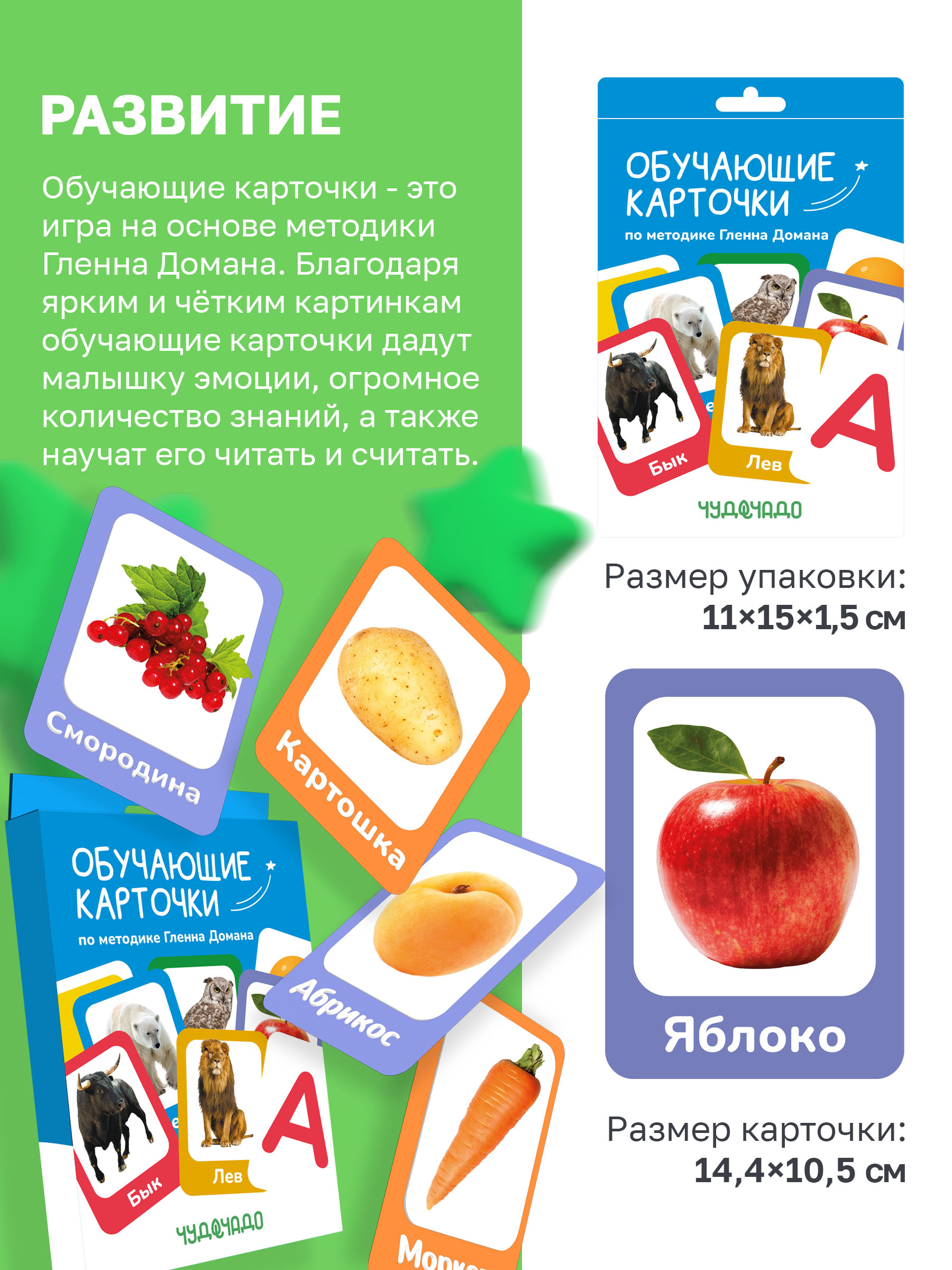 Обучающие карточки ЧудоЧадо Овощи и фрукты Гленна Домана - фото 2