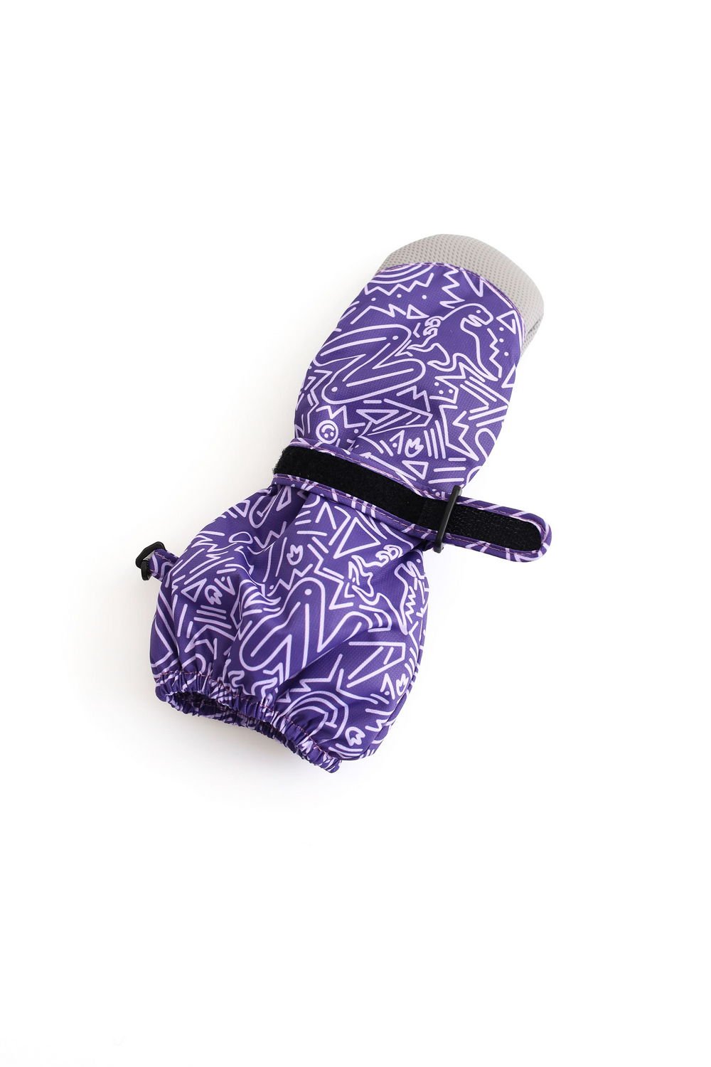 Варежки MINIDINO Краги зима принт Дудл виноград/серый Е2 - фото 4