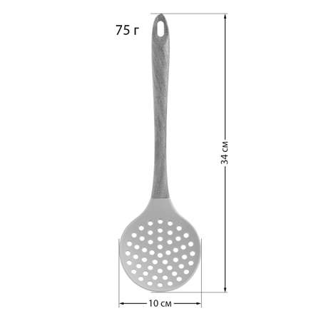 Шумовка DeNASTIA силикон с ручкой из акации 34x10 см мятный A000145