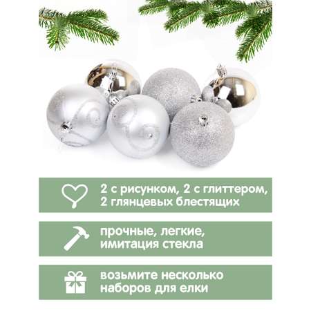 Набор ёлочных украшений Весёлый хоровод шары 6 штук