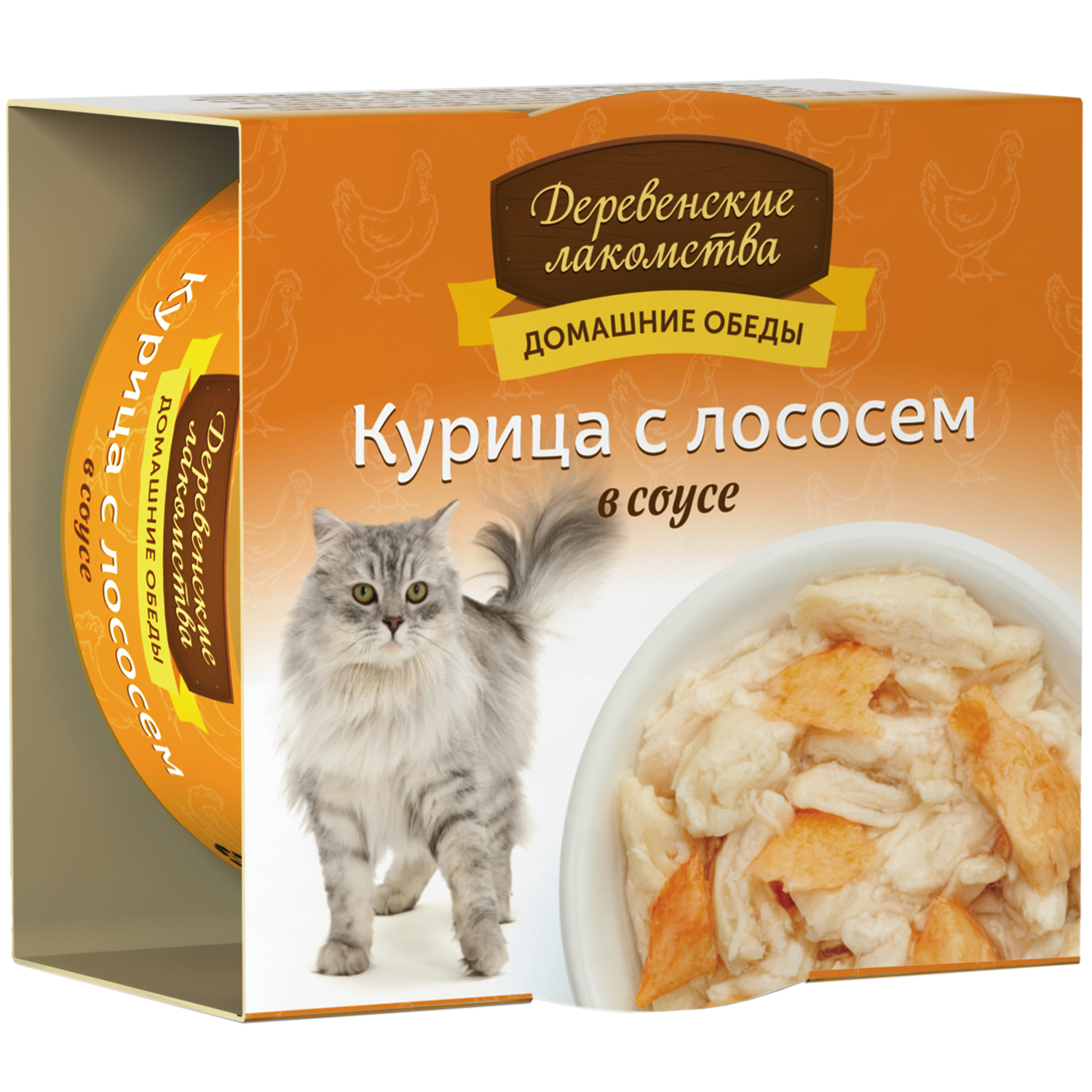 Корм для кошек Деревенские лакомства филе курица-лосось в соусе консервированный 80г - фото 2