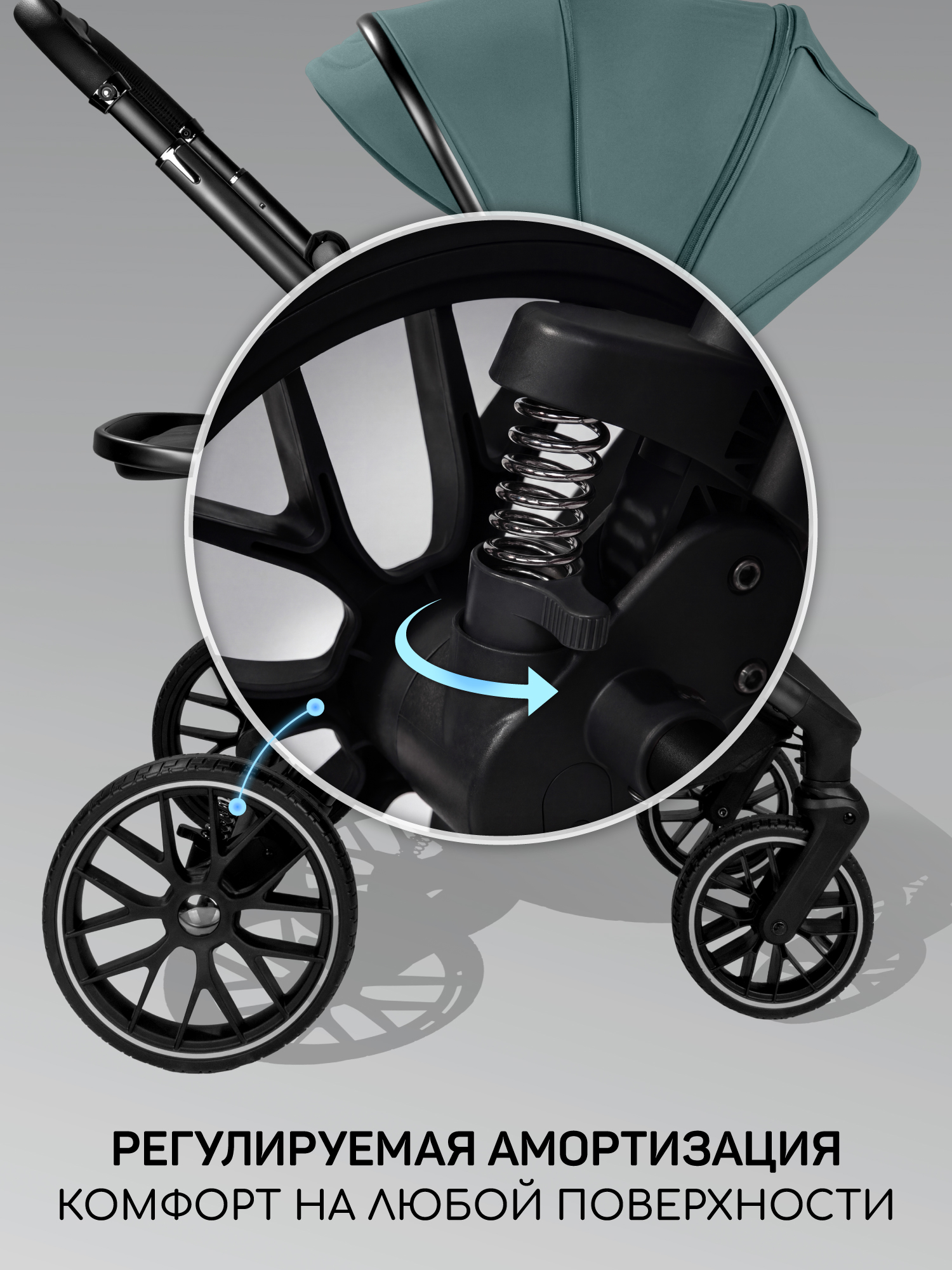 Коляска 2в1 Amarobaby Phenom голубой - фото 8
