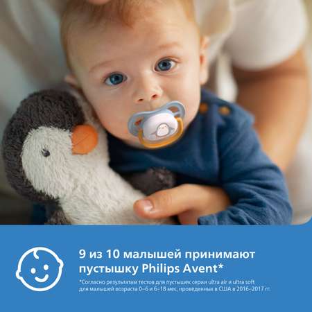 Пустышка Philips Avent силикон от 0 мес. 2 шт.
