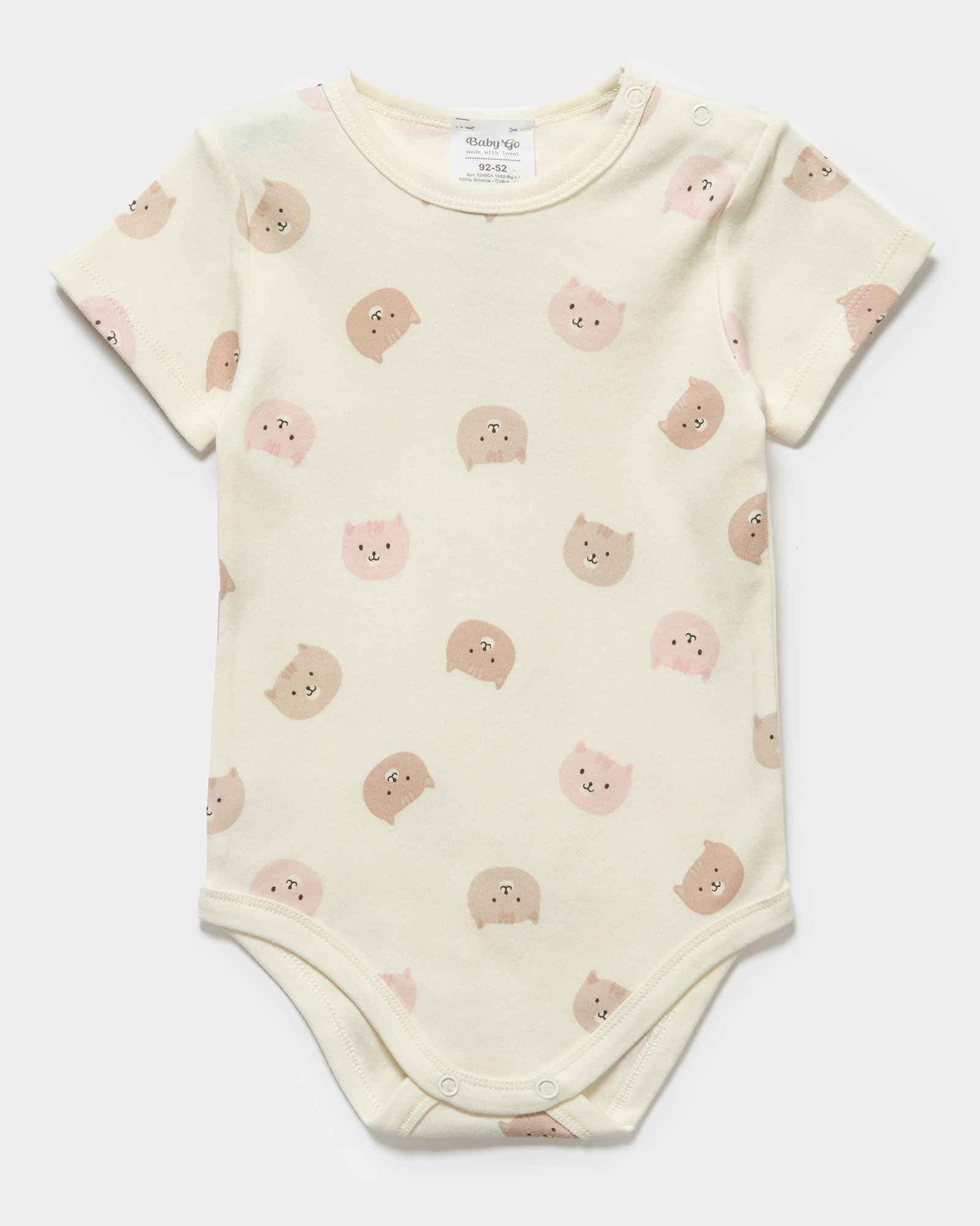 Изображение товара Боди BabyGo 62 Очаровательный принт котят, хлопок 100%