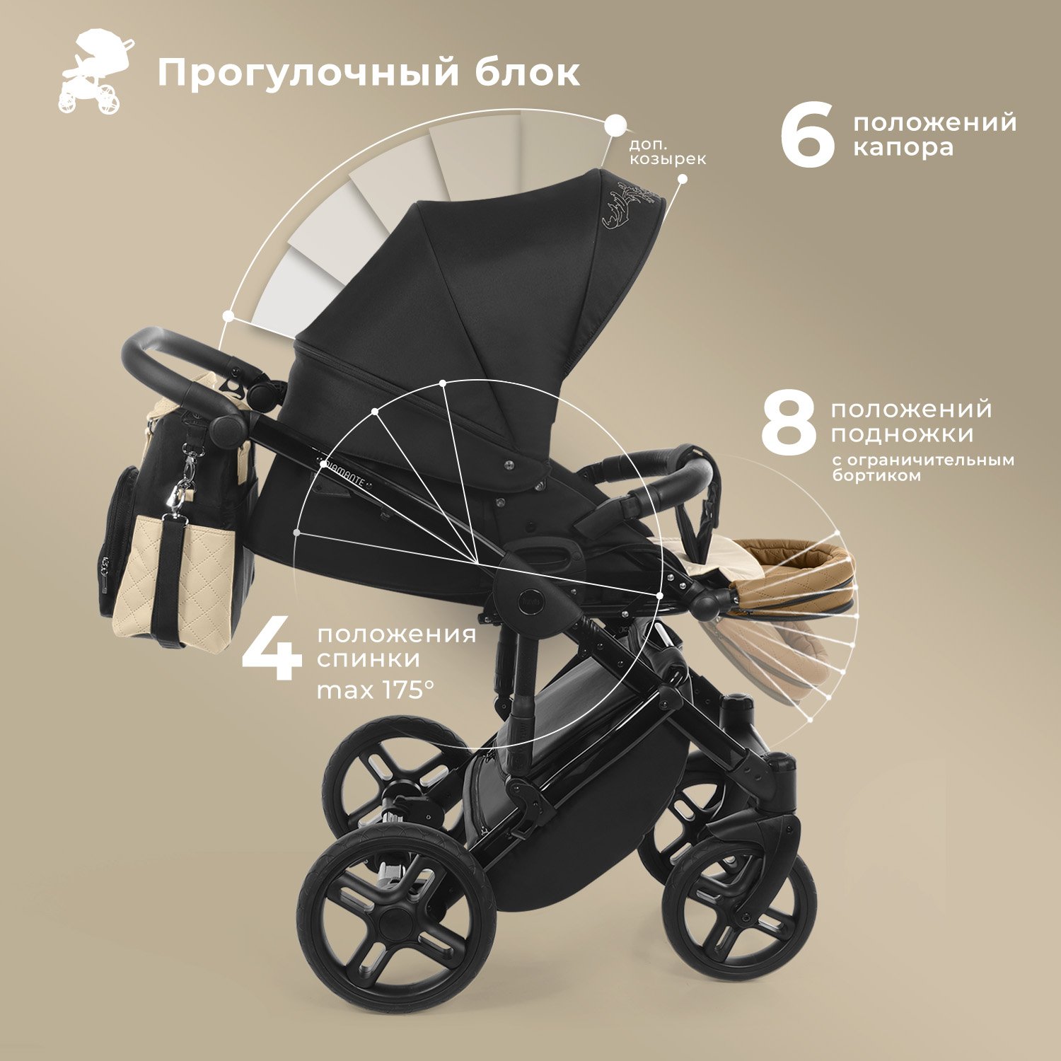 Коляска 2в1 Nuovita бежевый - фото 3