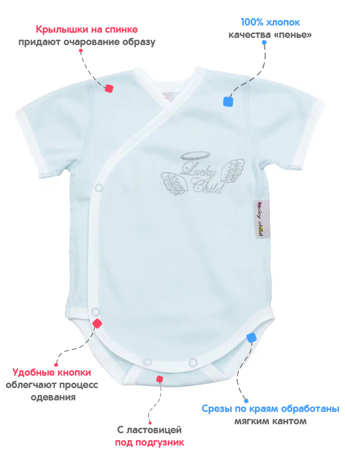 Боди Lucky Child 17-51 голубой/0-2 - фото 2