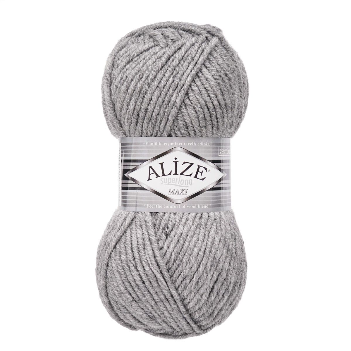 Пряжа Alize полушерстяная мягкая теплая Superlana maxi 100 гр 100 м 5 мотков 21 серый меланж - фото 6