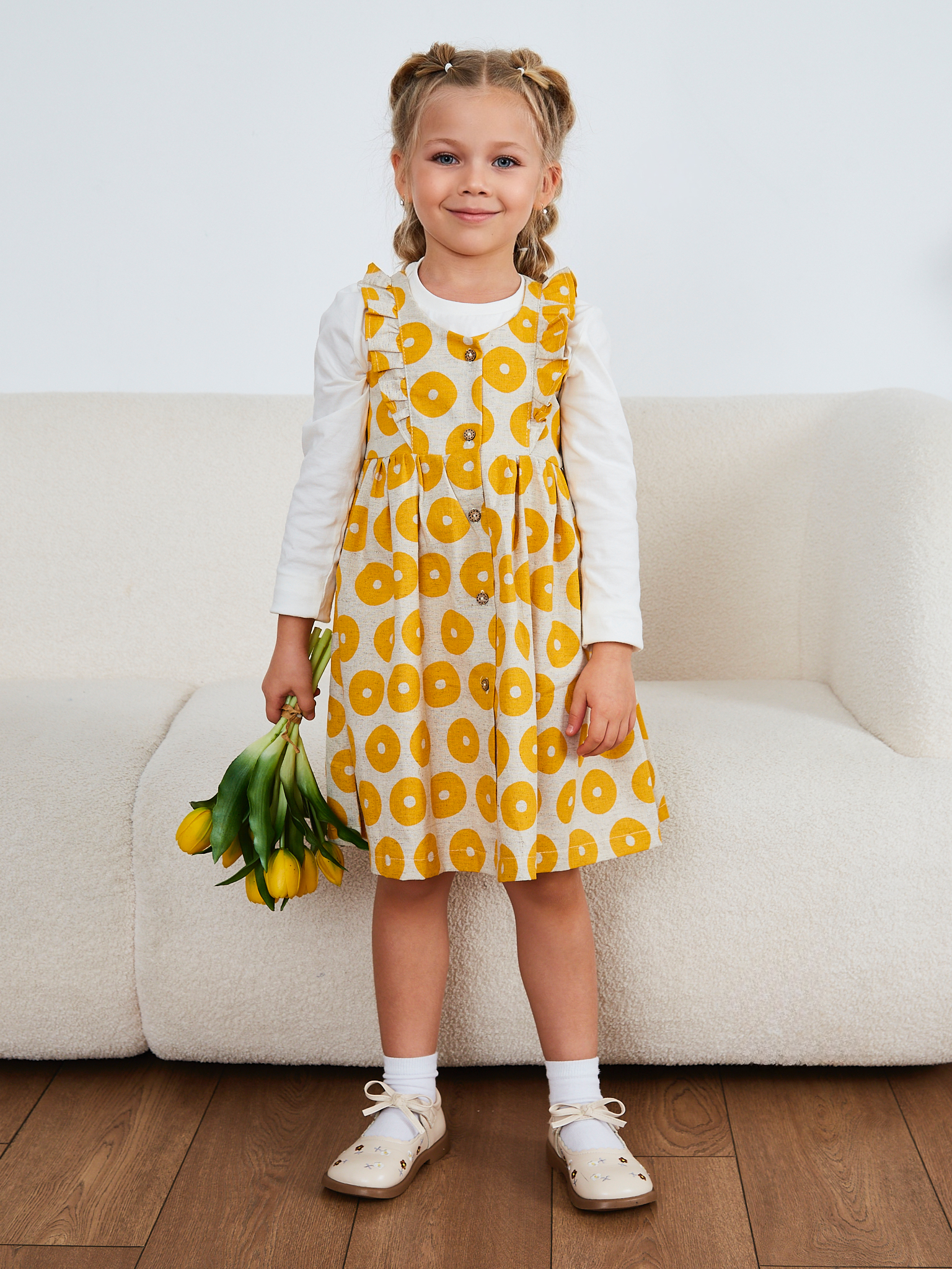 Сарафан MOUN сарафан_рюши_бублик/желт - фото 1