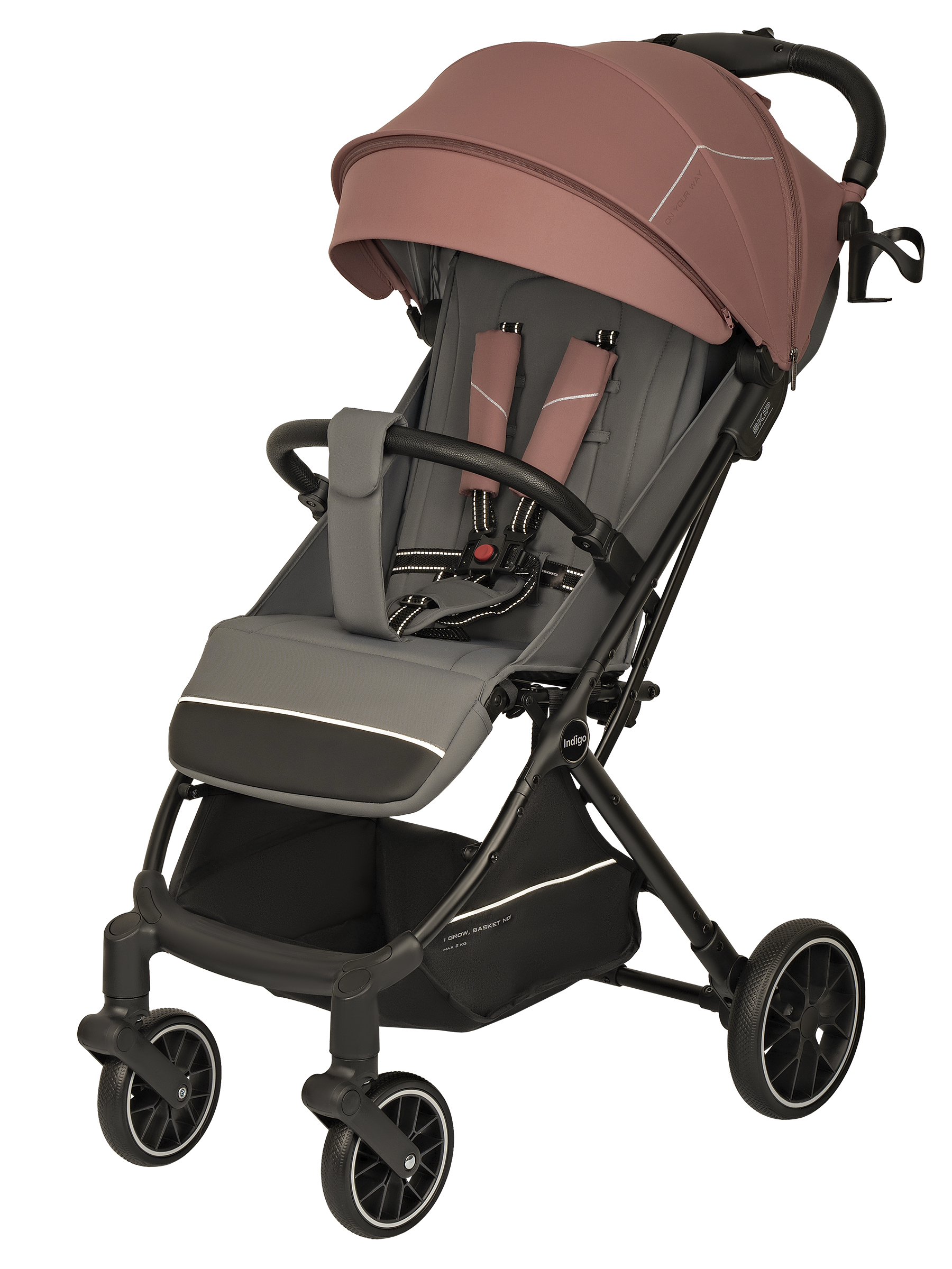 Коляска прогулочная Indigo Skip для путешествий, розовый розовый - фото 10