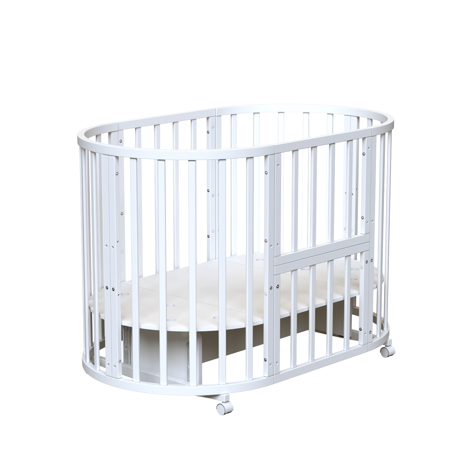 Детская кроватка Babyton Tobe овальная, универсальный маятник (белый) - фото 1