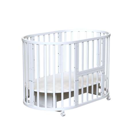 Детская кроватка Babyton Tobe овальная, универсальный маятник (белый)