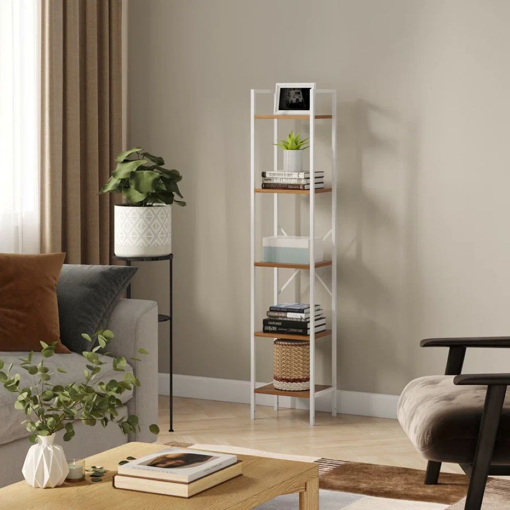 Стеллаж Leset Стилвуд 15 узкий 5 полок Белый/Дуб крафт золотой - фото 7