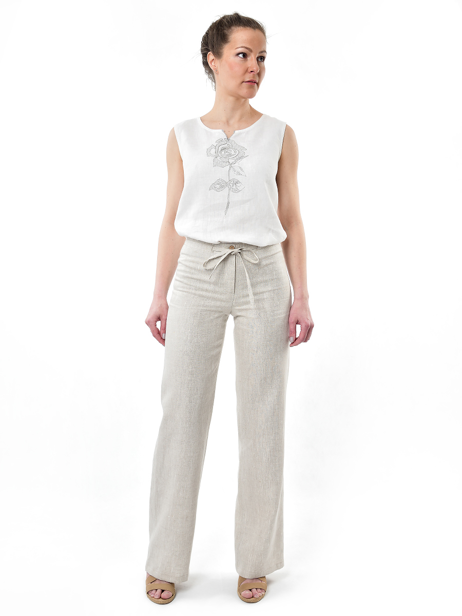 Брюки Льняная Горница бр001-02/светло-серый - фото 1