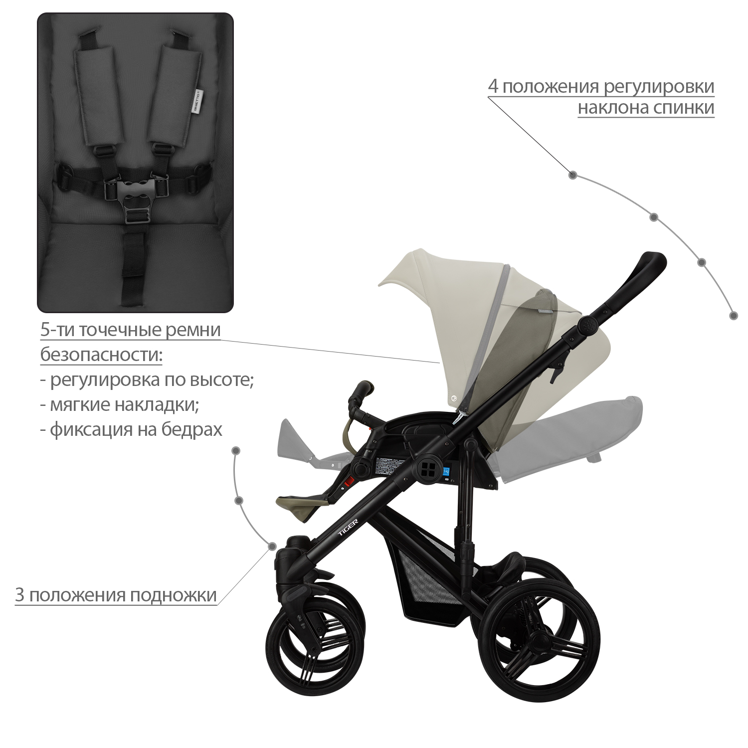 Коляска 2в1 Bebetto Tiger Prima - фото 7