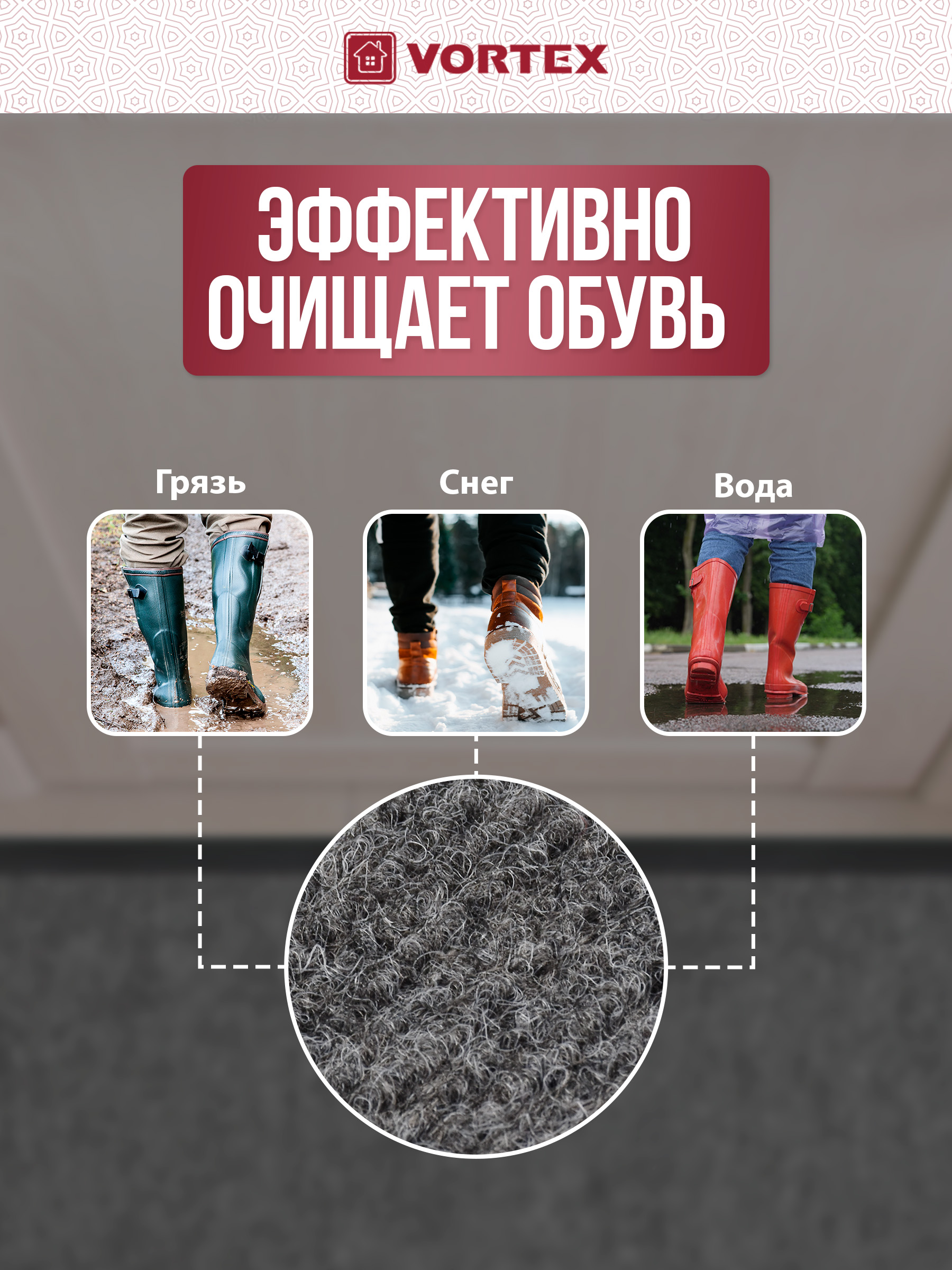 Ковёр придверный Vortex Trip 90 x 120 см - фото 3