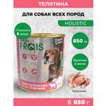 Консервированный корм Frais Влажный Holistic для собак кусочки мяса в желе с телятиной 850г х 6шт