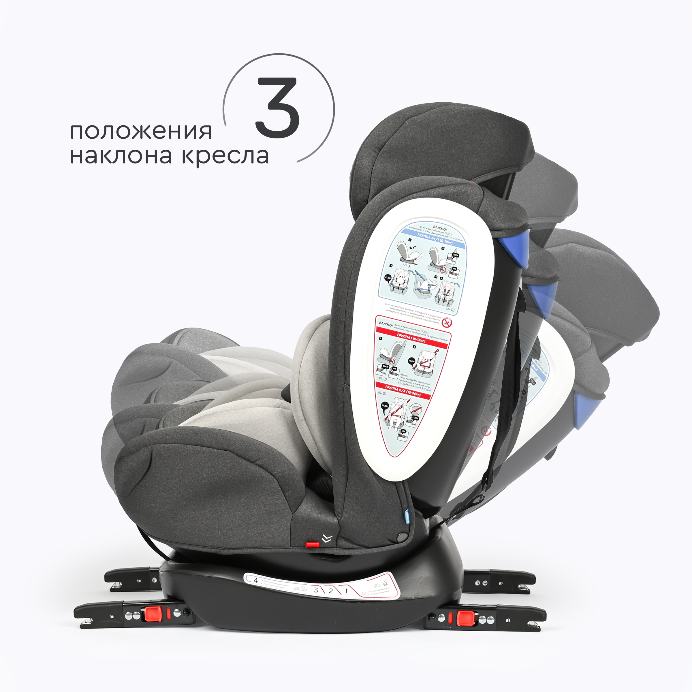 Автокресло Tomix Jasper Isofix 0+/1/2/3 (0-36 кг) серый - фото 2