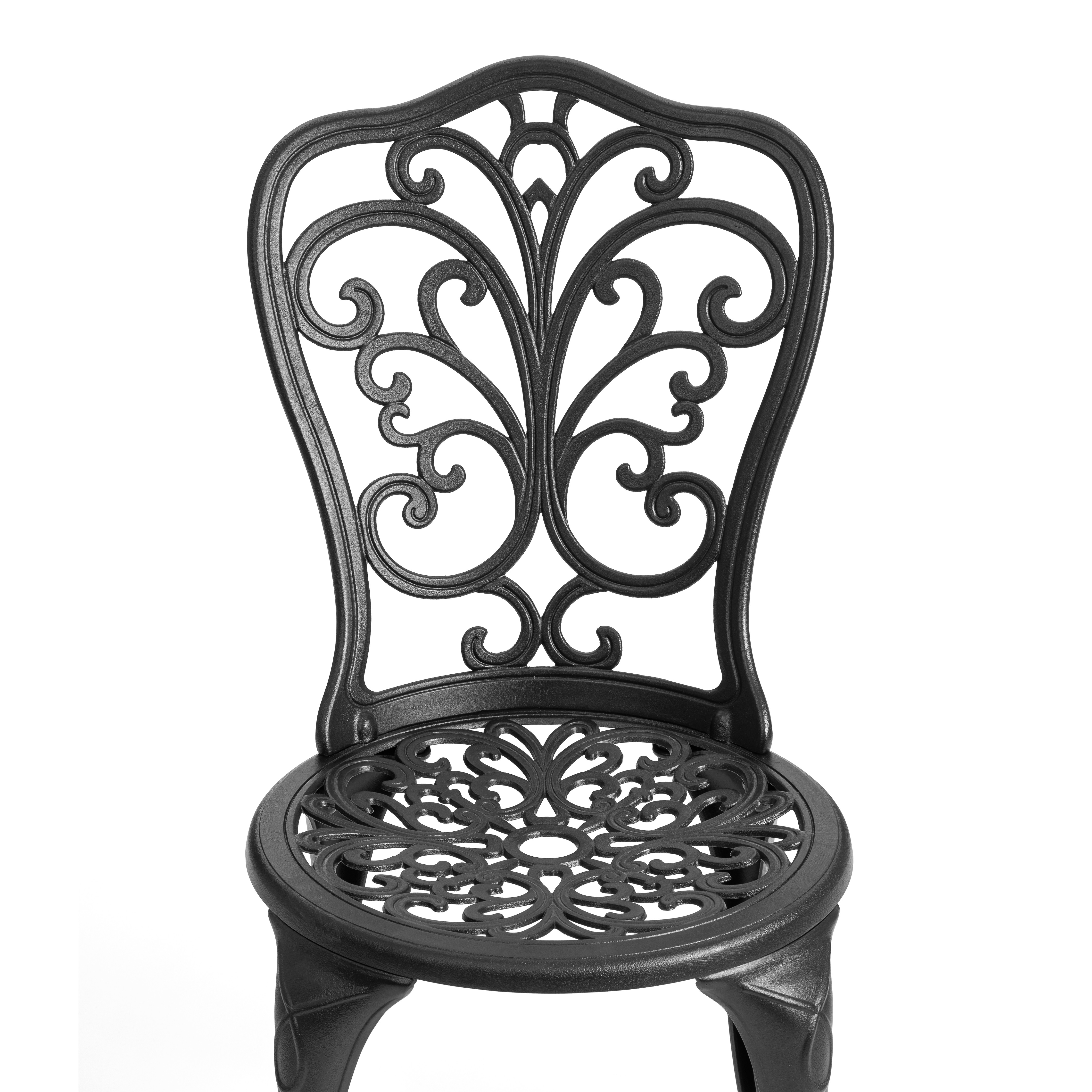 Комплект садовой мебели TETCHAIR Романс (стол+2 стула), алюминиевый сплав, D60/H67, 53х41х89см, черный - фото 9