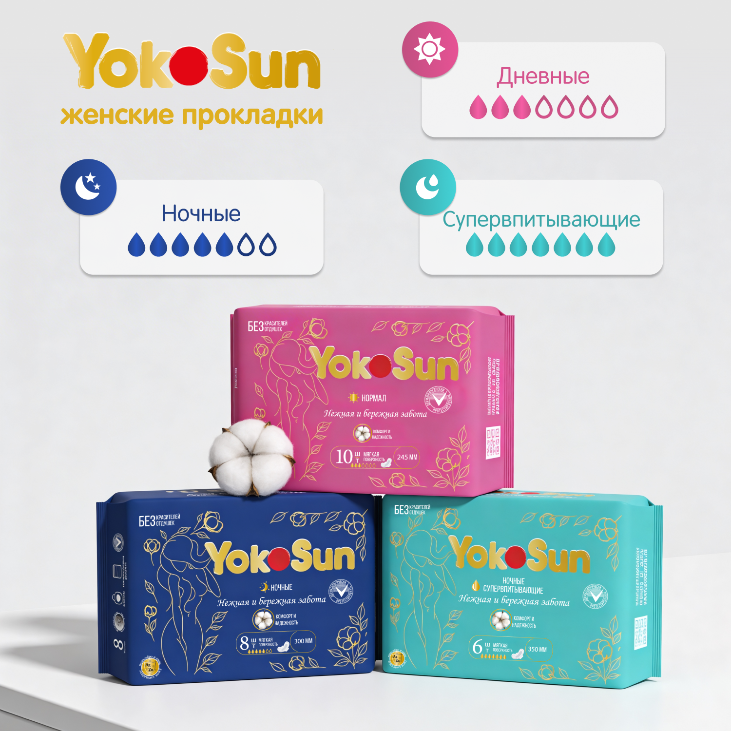 Прокладки гигиенические женские YokoSun ночные 8шт - фото 10