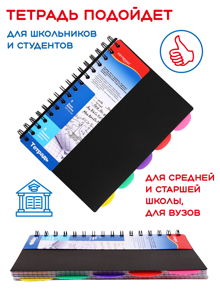 Общая тетрадь KEYROAD клетка 120 лист. - фото 5