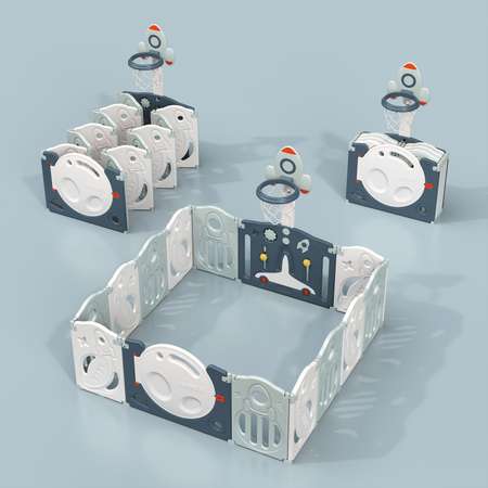 Манеж UNIX line Unix line SUPREME Space 200x200 с ковриком горкой и баскетбольным кольцом