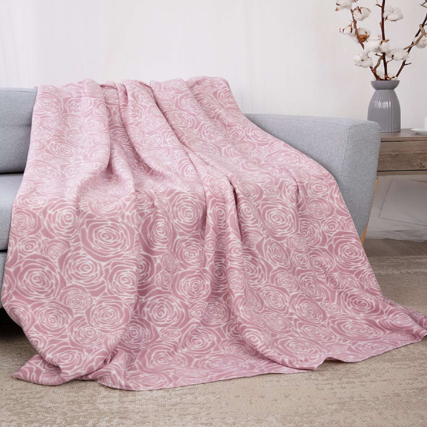 Плед TESSOLO HOME Роза пыльная 130 x 170 см флис - фото 4