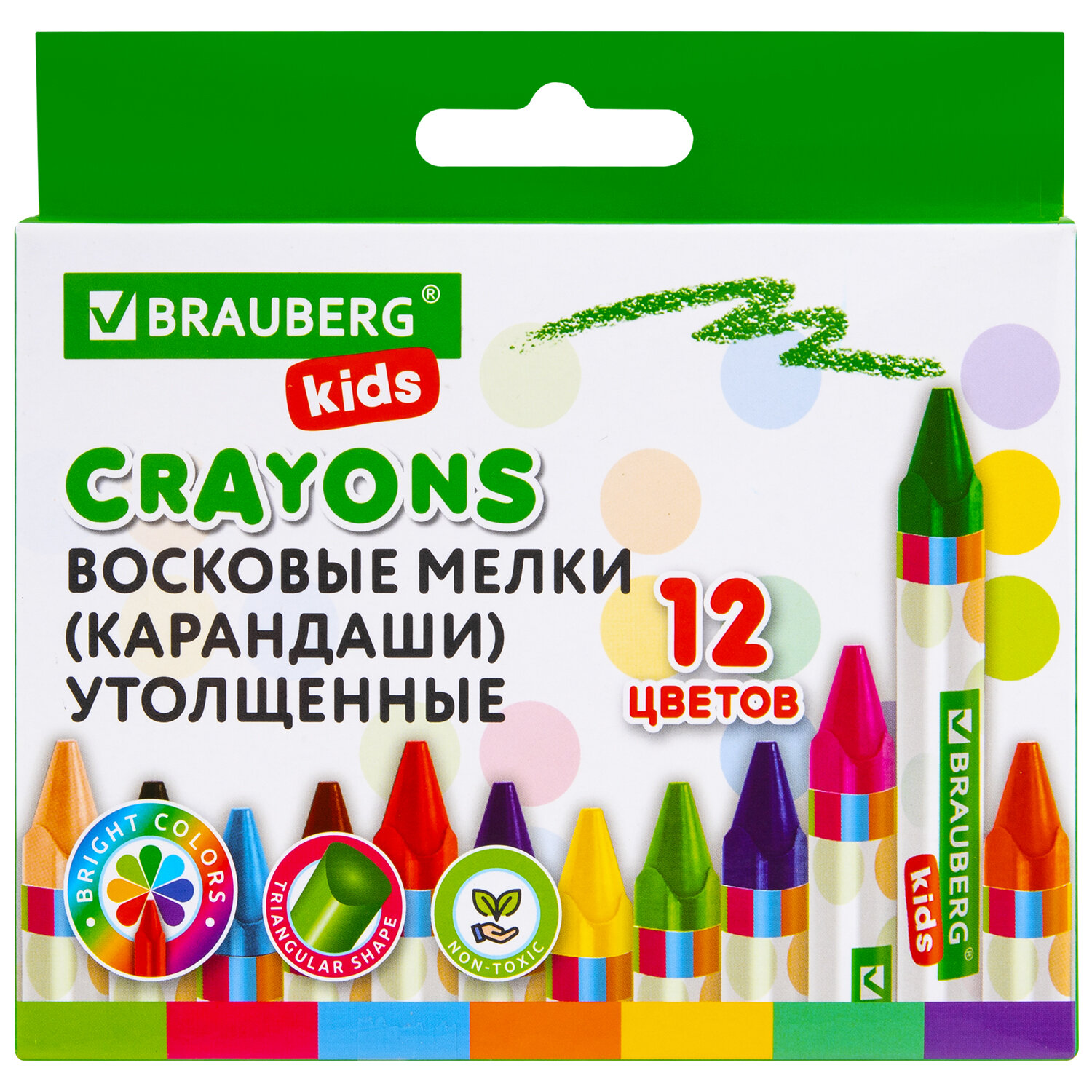 Восковые мелки Brauberg 12 шт. - фото 8