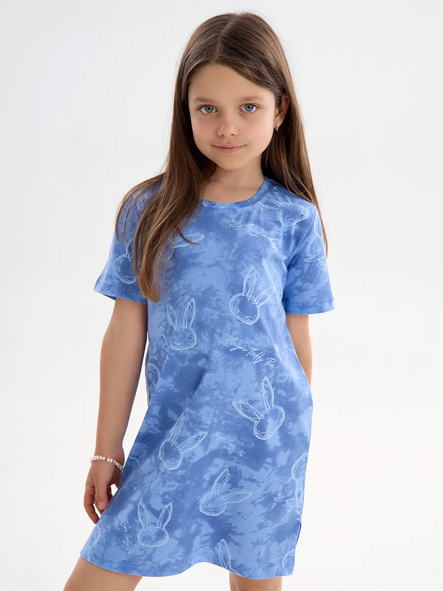 Сорочка ночная YAXX 001--Туника зайка/синий (К) - фото 3