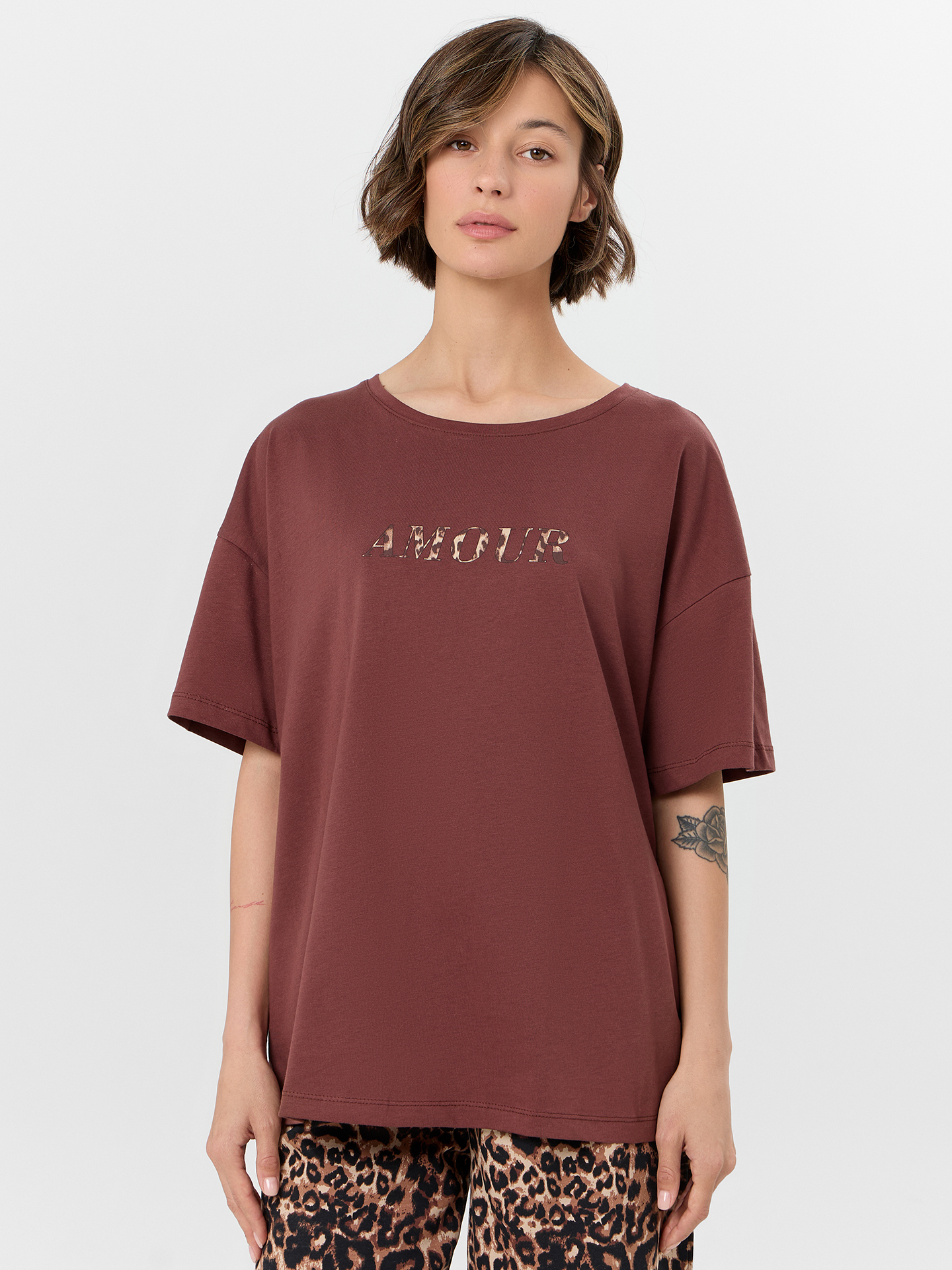 Пижама Mark Formelle (Марк Формэль) 592595/горячий шоколад +леопард на песочном - фото 3