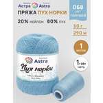 Пряжа Astra Premium Пух норки Mink yarn воздушная с ворсом 50 г 290 м 068 голубой 1 моток