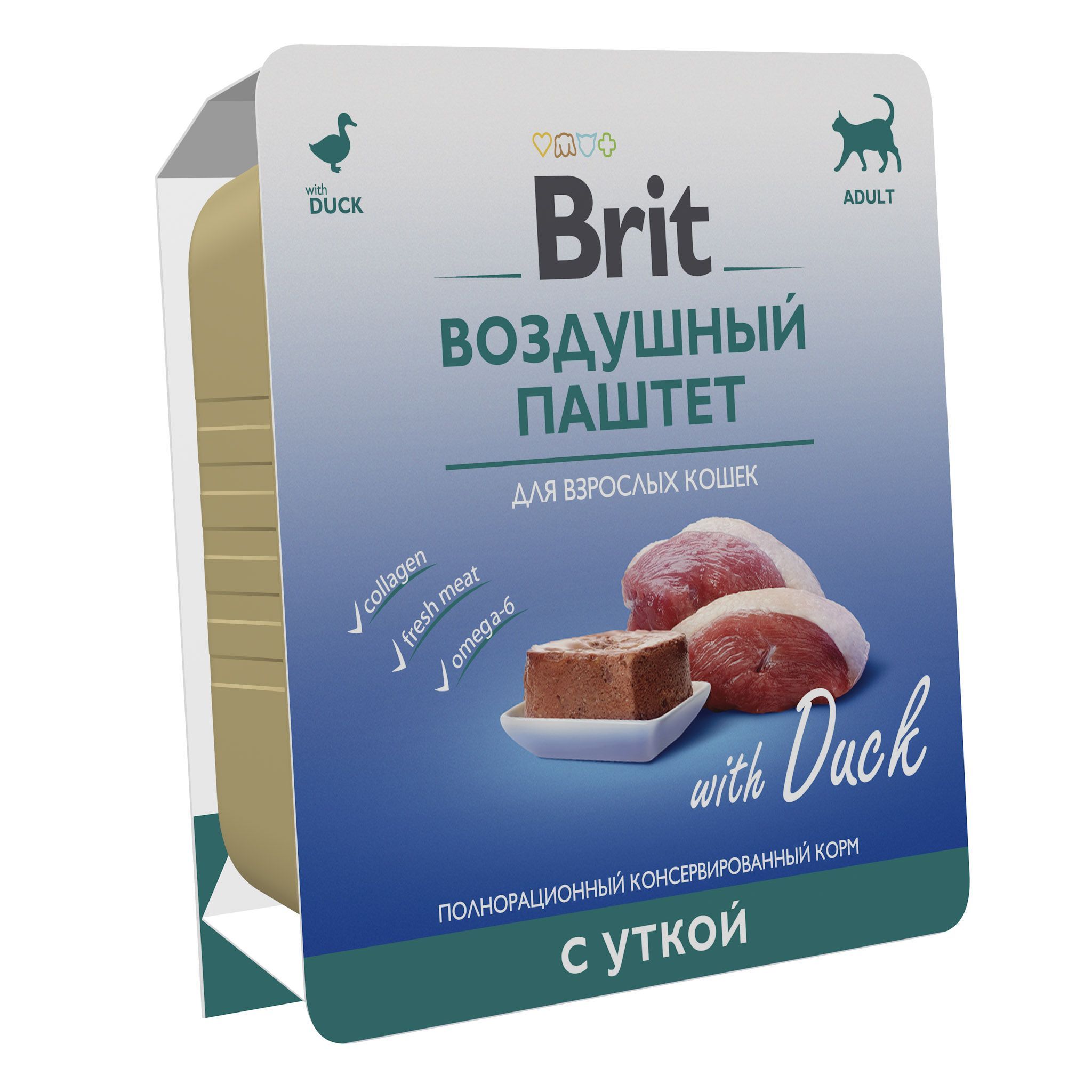 Воздушный паштет для кошек Brit с уткой 100г х 14шт. - фото 4