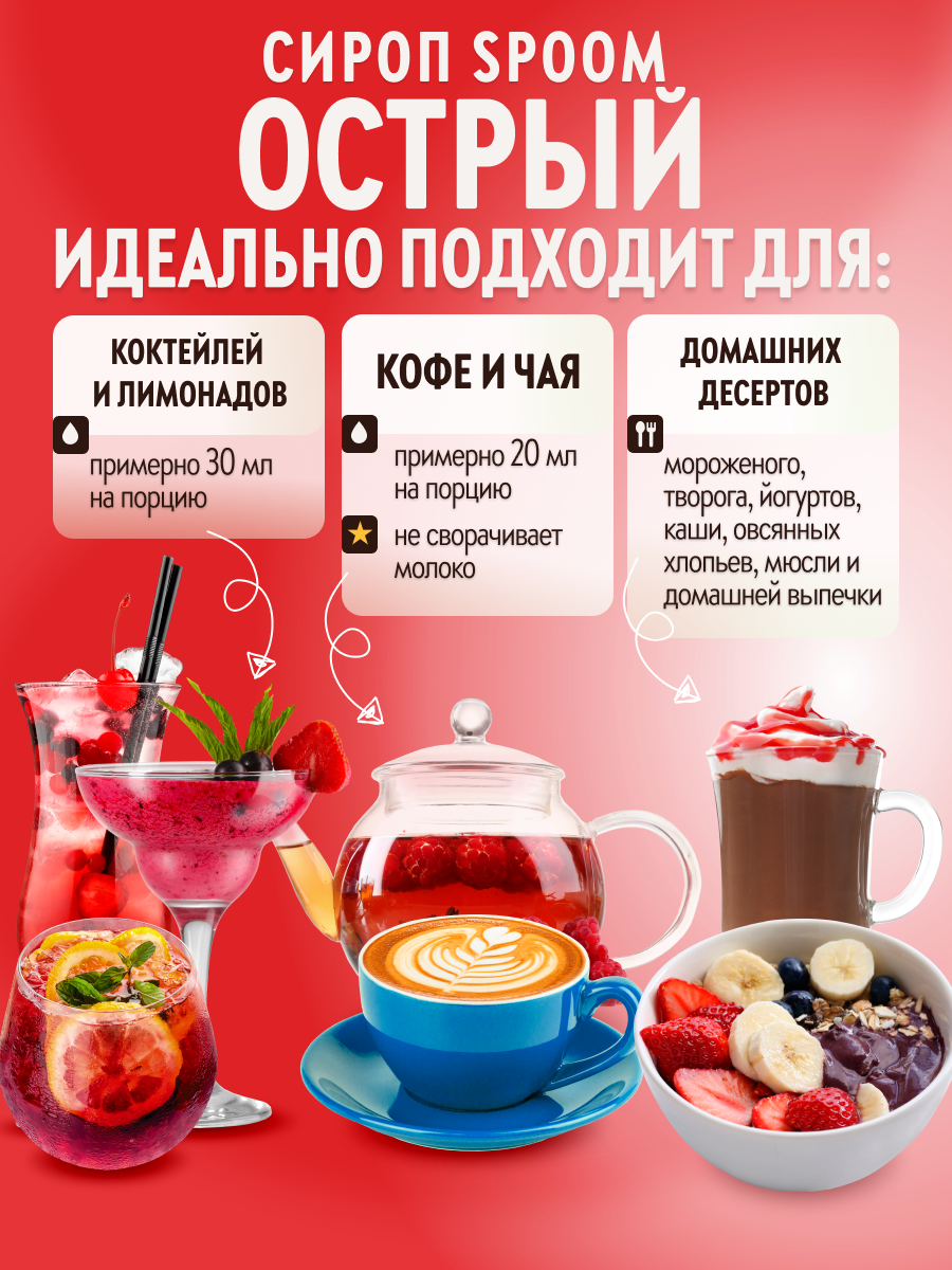 Сироп SPOOM Острый 1л для кофе коктейлей и десертов - фото 2