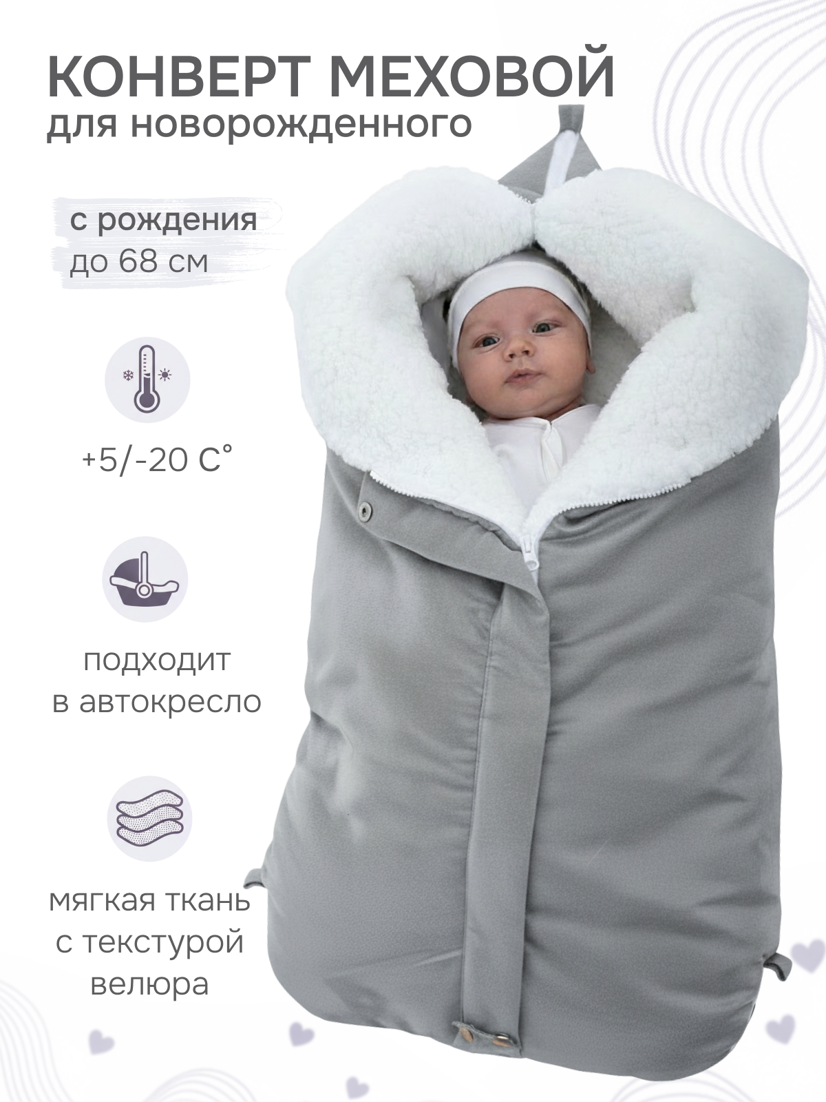 Конверт в коляску inlovery Нортес серый - фото 1