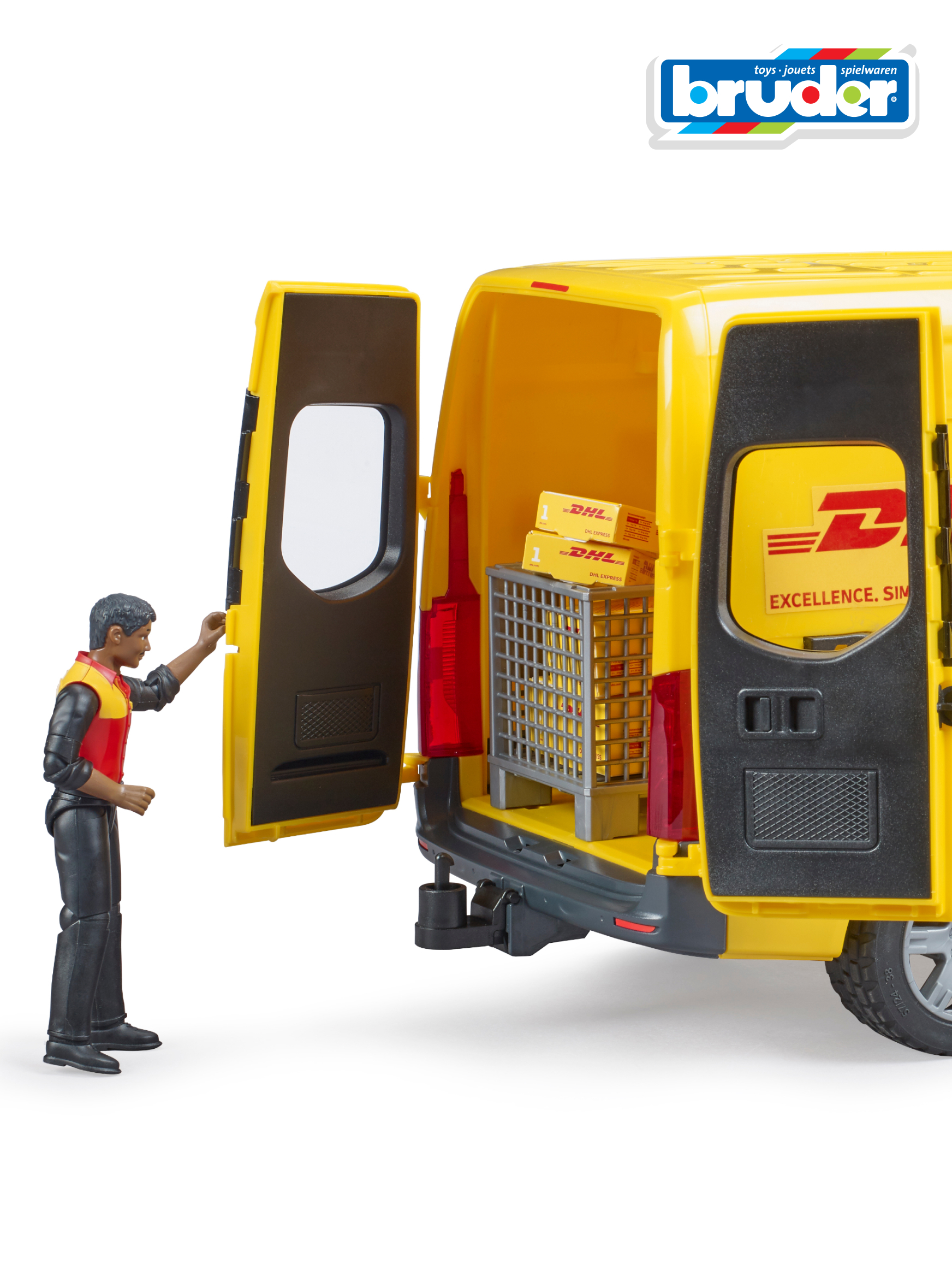 Грузовик Bruder Mercedes Службы доставки DHL с фигуркой 02-671 - фото 5