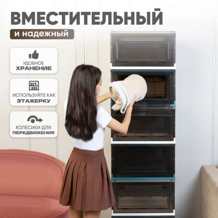 Ящик для хранения вещей Solmax с крышкой на колесиках 51х36х30 см