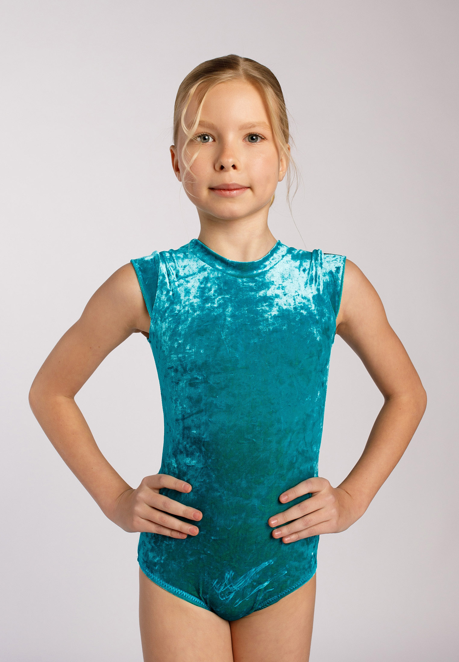 Купальник гимнастический Gala-Вальс С/куп/бархат/креш/ГолубКИ - фото 1