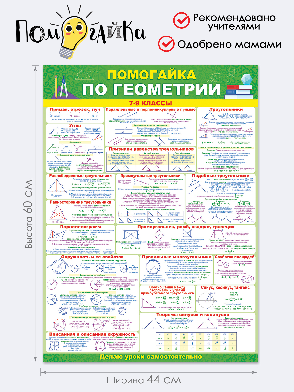 Плакат Открытая планета Плакат Помогайка по геометрии продвинутый уровень 7-9 класс - фото 2
