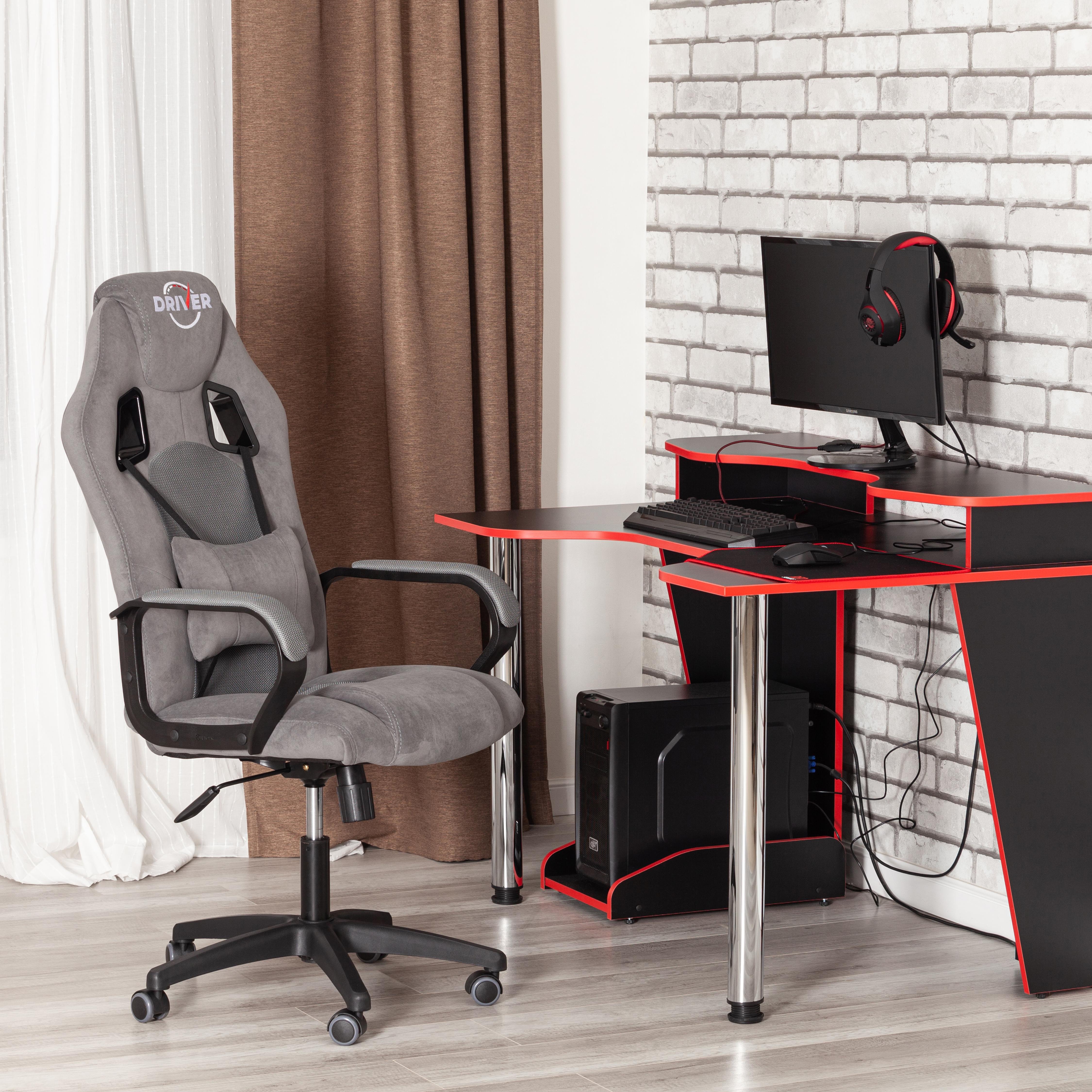 Компьютерное кресло TETCHAIR DRIVER, флок/ткань, серый - фото 9