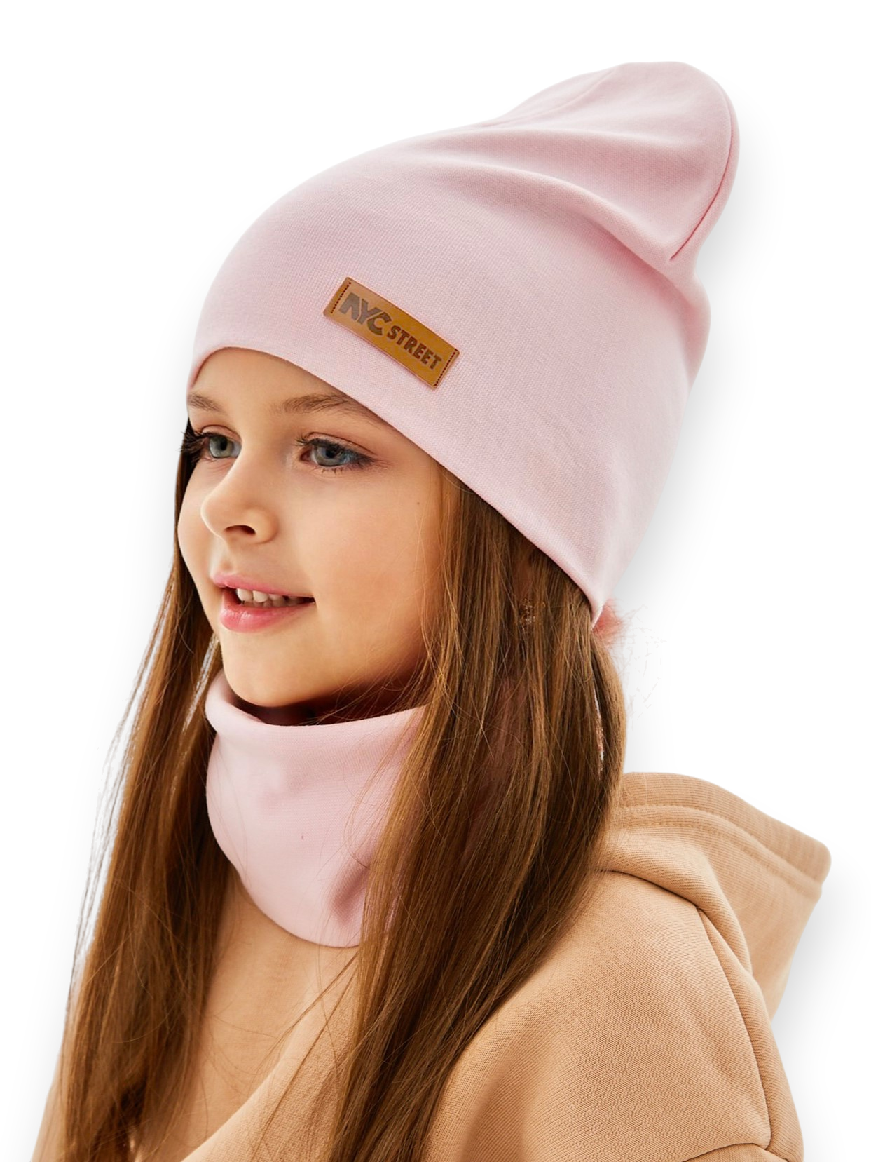Шапка и снуд NYCkids NYC-H-67-plainG-Lpink - фото 1