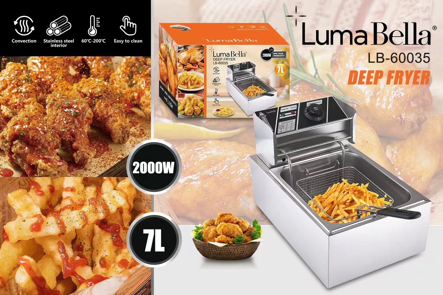 Фритюрница CASTLELADY 7 л, 2000 Вт с терморегулятором и корзиной - фото 5