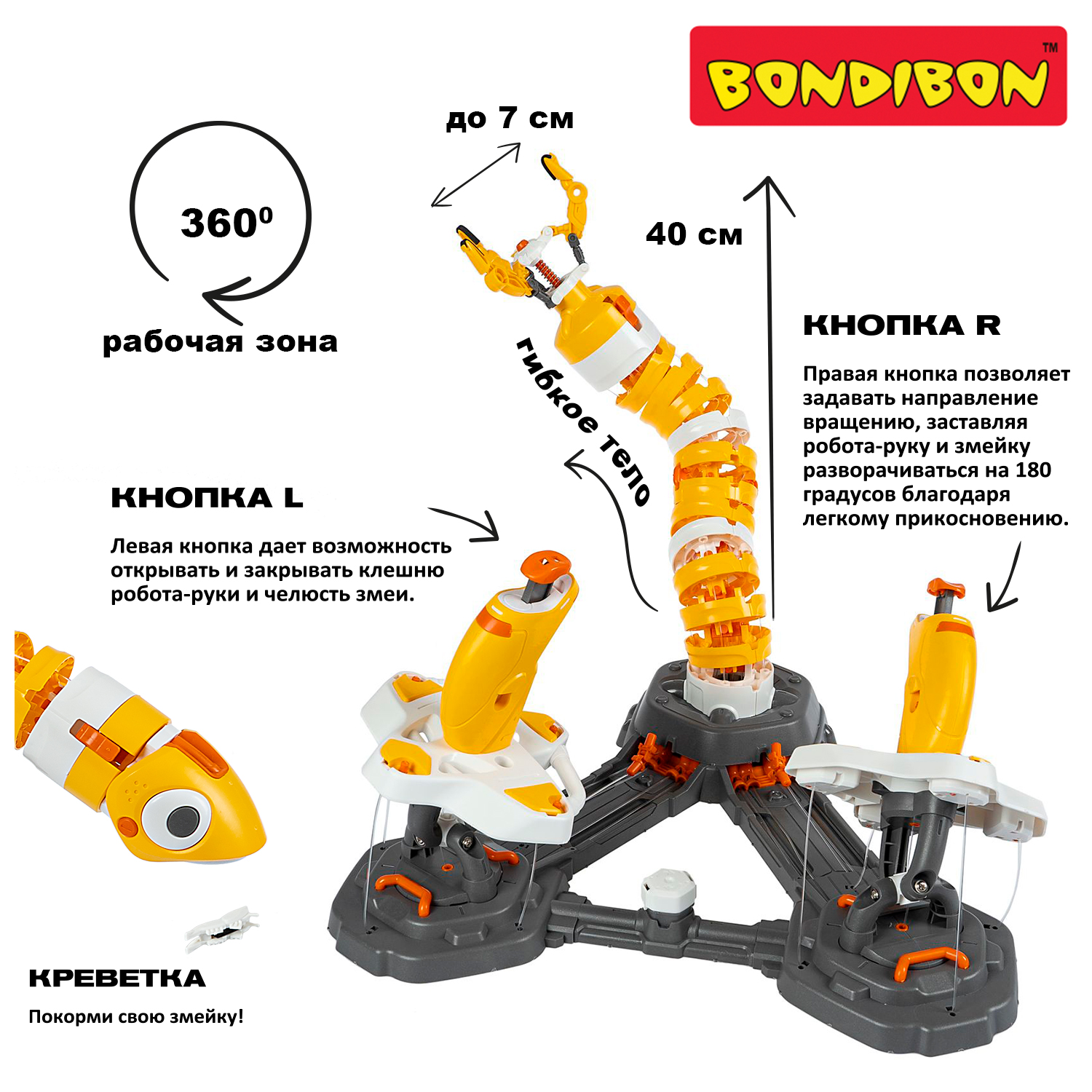 Конструктор Bondibon Робототехника Рука Змея 2в1 297 дет. - фото 6
