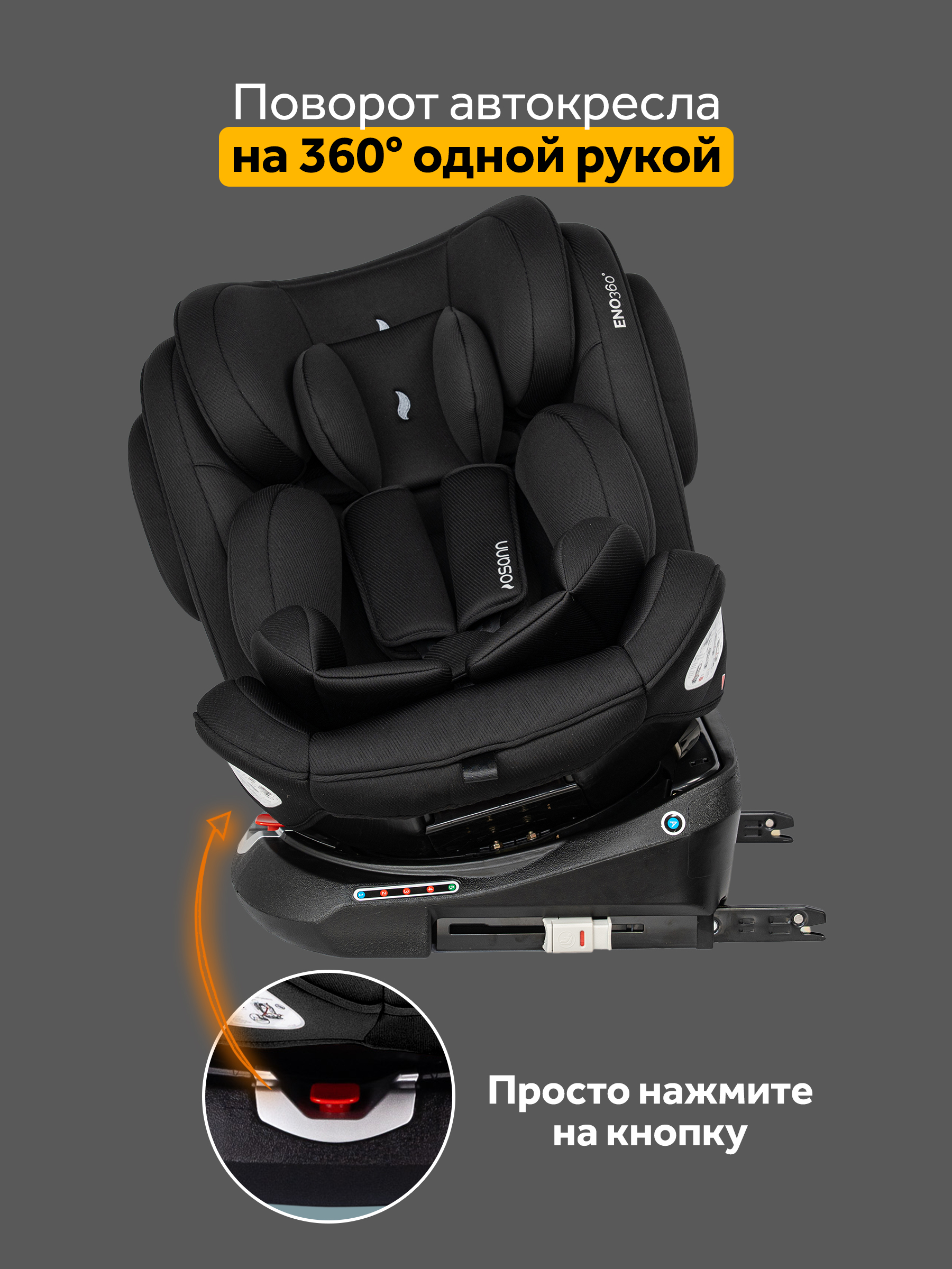 Автокресло Osann Eno 360 Carbon 0-36 кг Isofix 0+/1/2/3 (0-36 кг) черный - фото 4