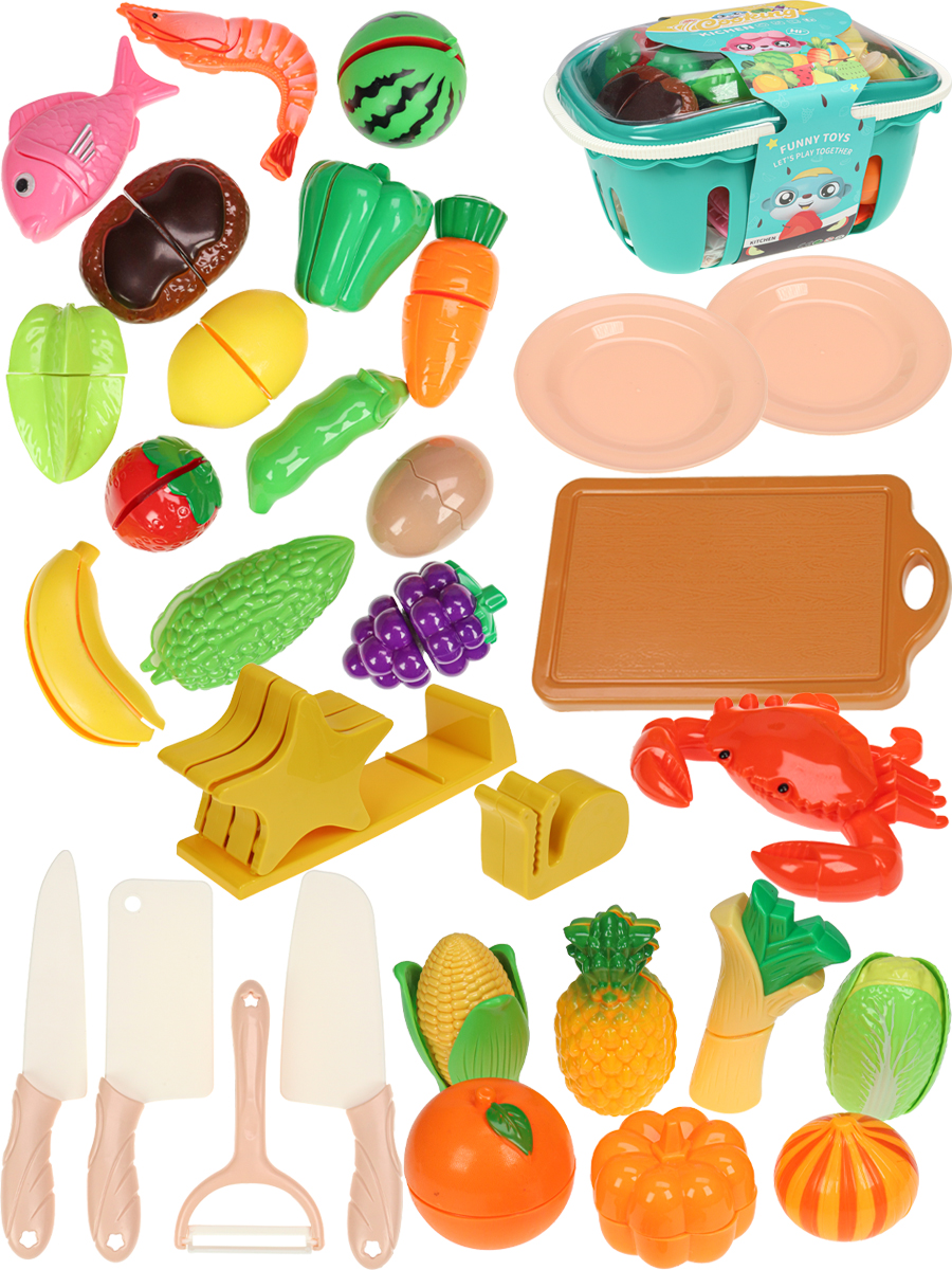 Игрушка Рыжий кот продукты, посуда 32 предм. - фото 1