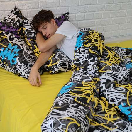 Комплект постельного белья BRAVO kids dreams Граффити 1.5-спальный простыня на резинке 90х200 рис.6052-1+5093-1
