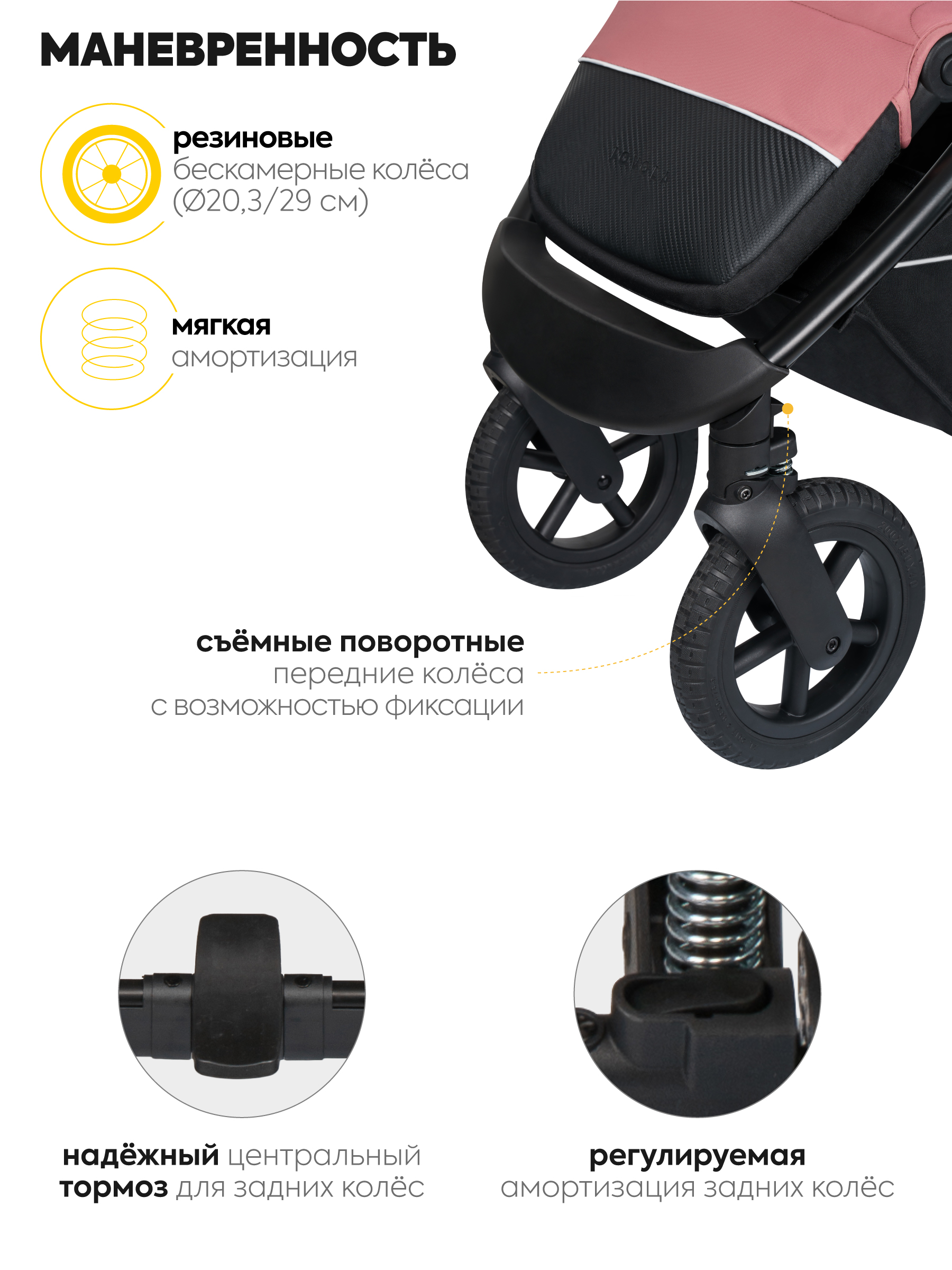 Коляска прогулочная JOVOLA Selena SL, всесезонная розовый - фото 12