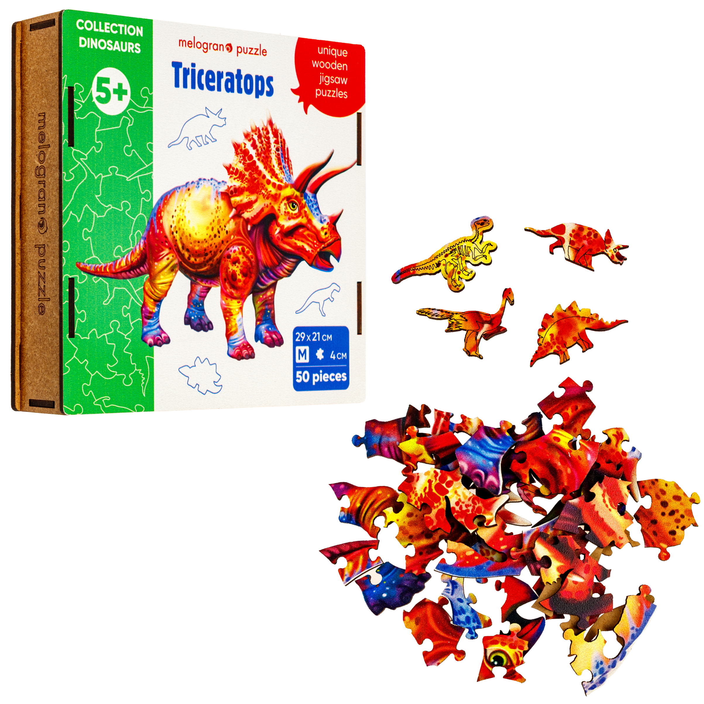 Пазл 1TOY динозавр Трицератопс деревянный - фото 2