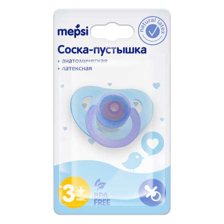 Пустышка Mepsi анатомическая от 3 мес. в ассортименте