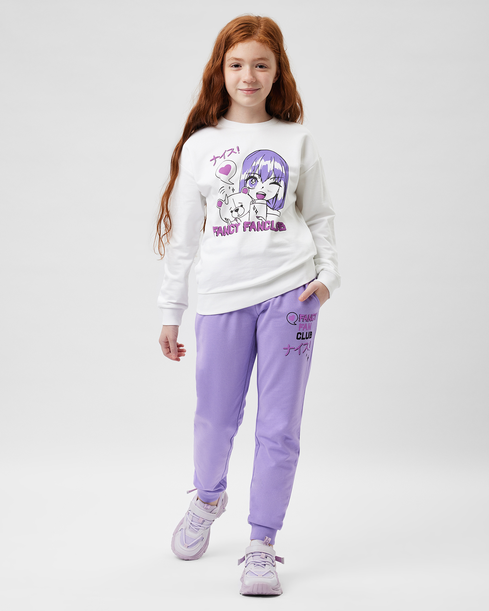 Изображение товара Брюки Futurino Фиолетовые для девочки 128, хлопок с эластичным поясом