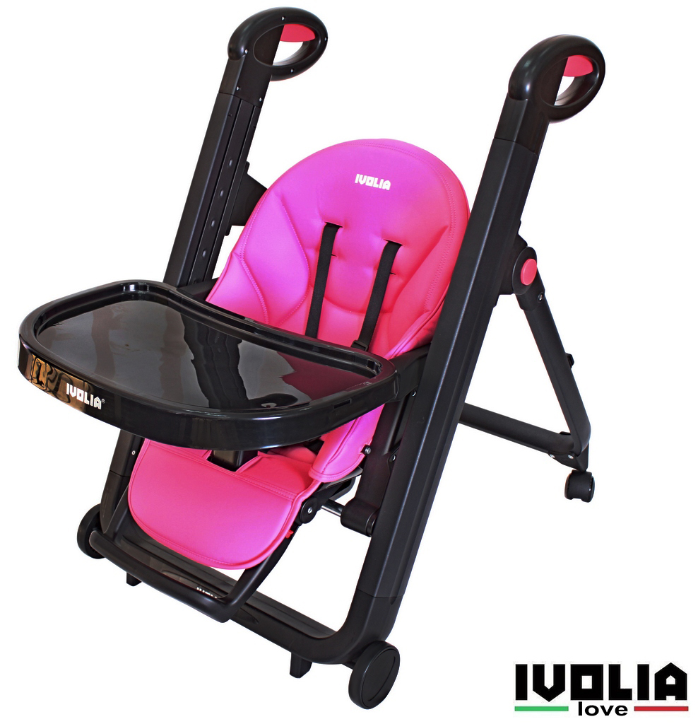 Стульчик для кормления Ivolia LOVE 02 4 колеса pink трансформер - фото 6