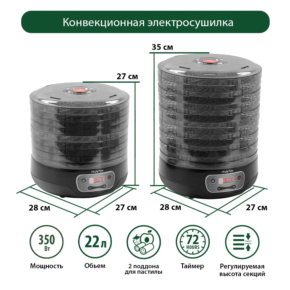 Электросушилка для овошщей MARTA MFD-5082PS - фото 8